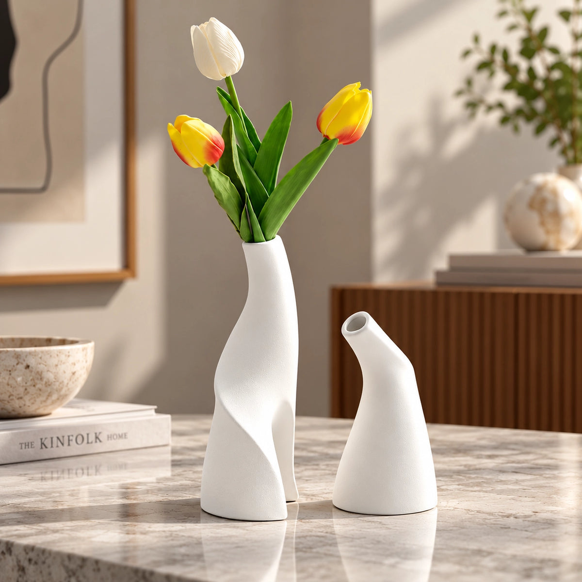 Nordic Sculptural Ceramic Vase – Modern Luxury Home Décor