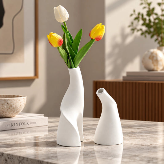 Nordic Sculptural Ceramic Vase – Modern Luxury Home Décor