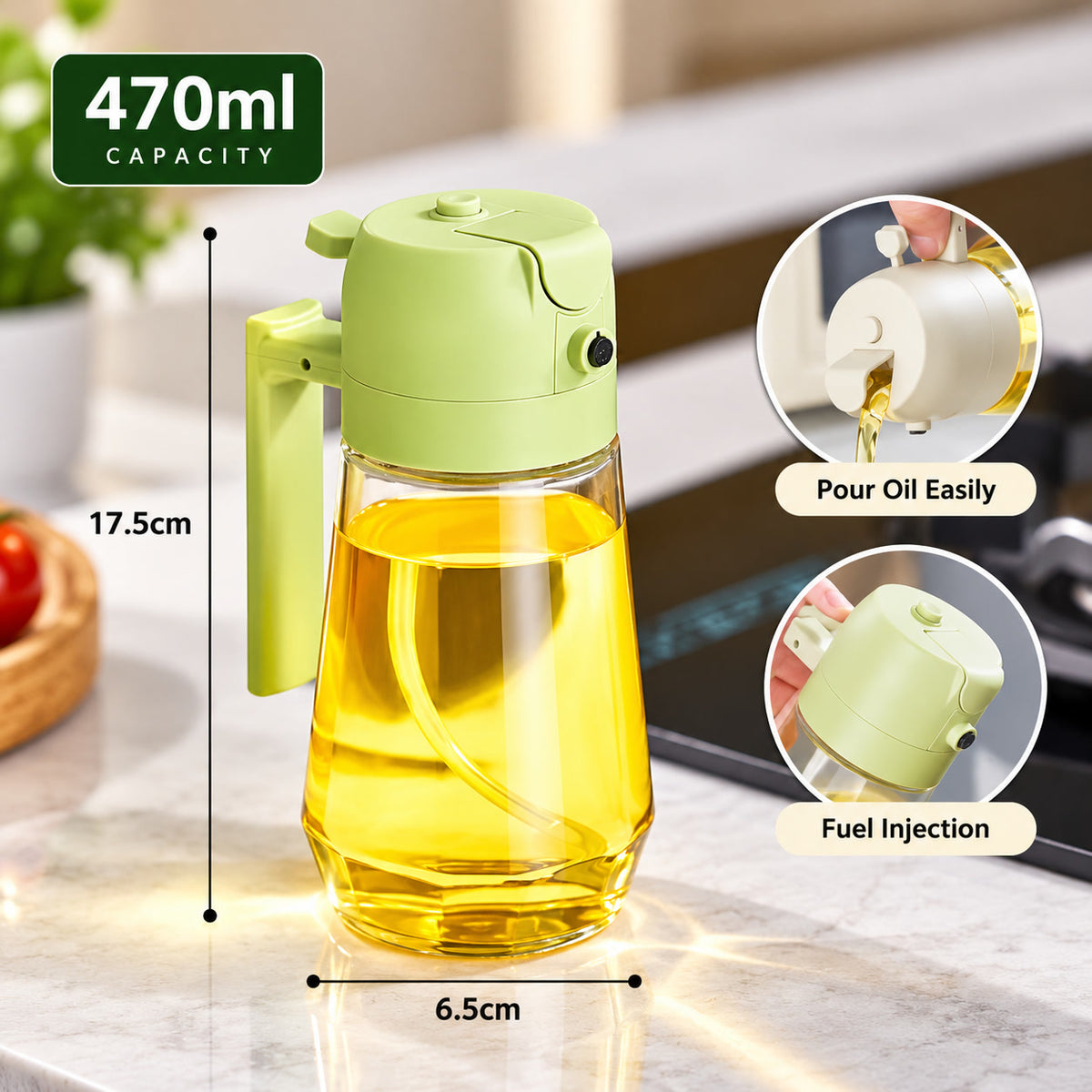 2-in-1 Oil Sprayer & Pourer Bottle
