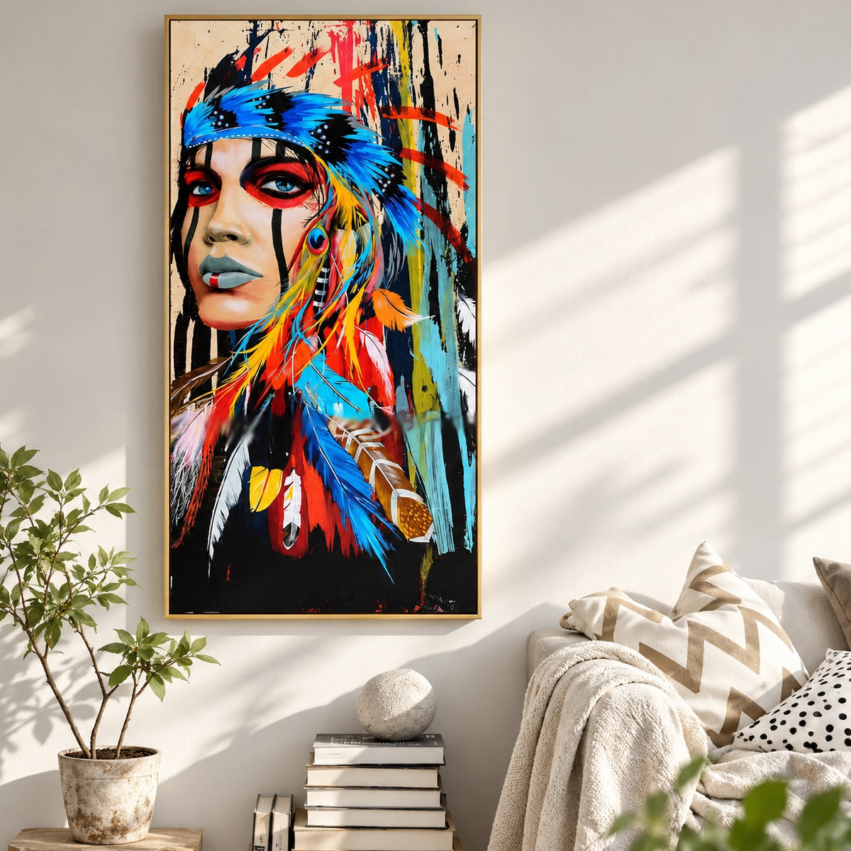 Native American Warrior Woman Portrait Wall Décor