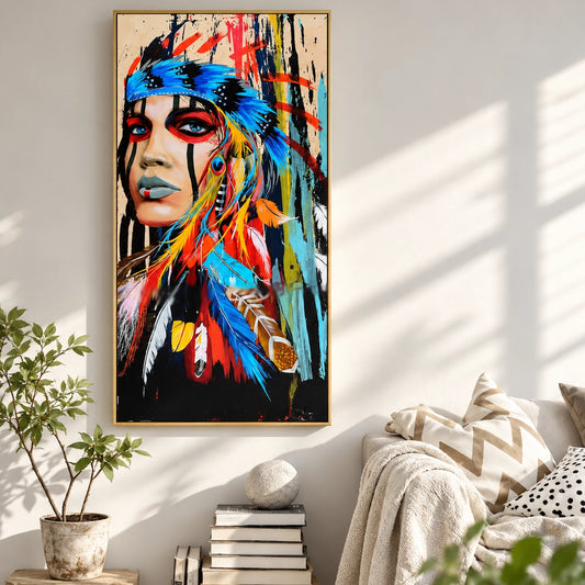 Native American Warrior Woman Portrait Wall Décor