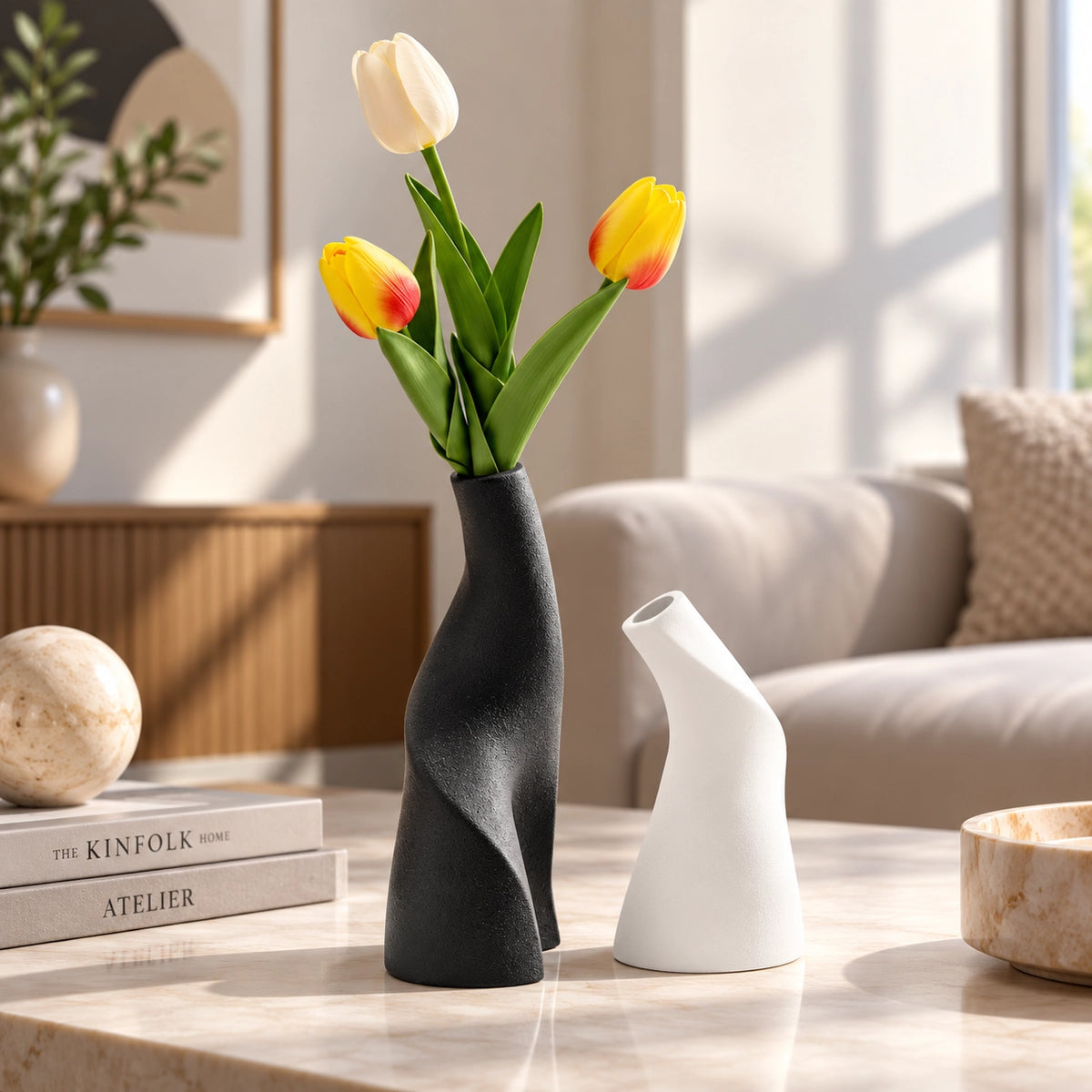 Nordic Sculptural Ceramic Vase – Modern Luxury Home Décor