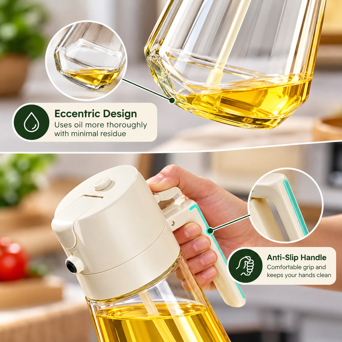2-in-1 Oil Sprayer & Pourer Bottle
