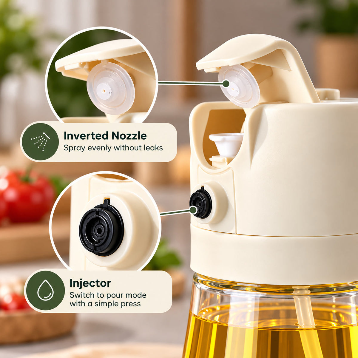 2-in-1 Oil Sprayer & Pourer Bottle