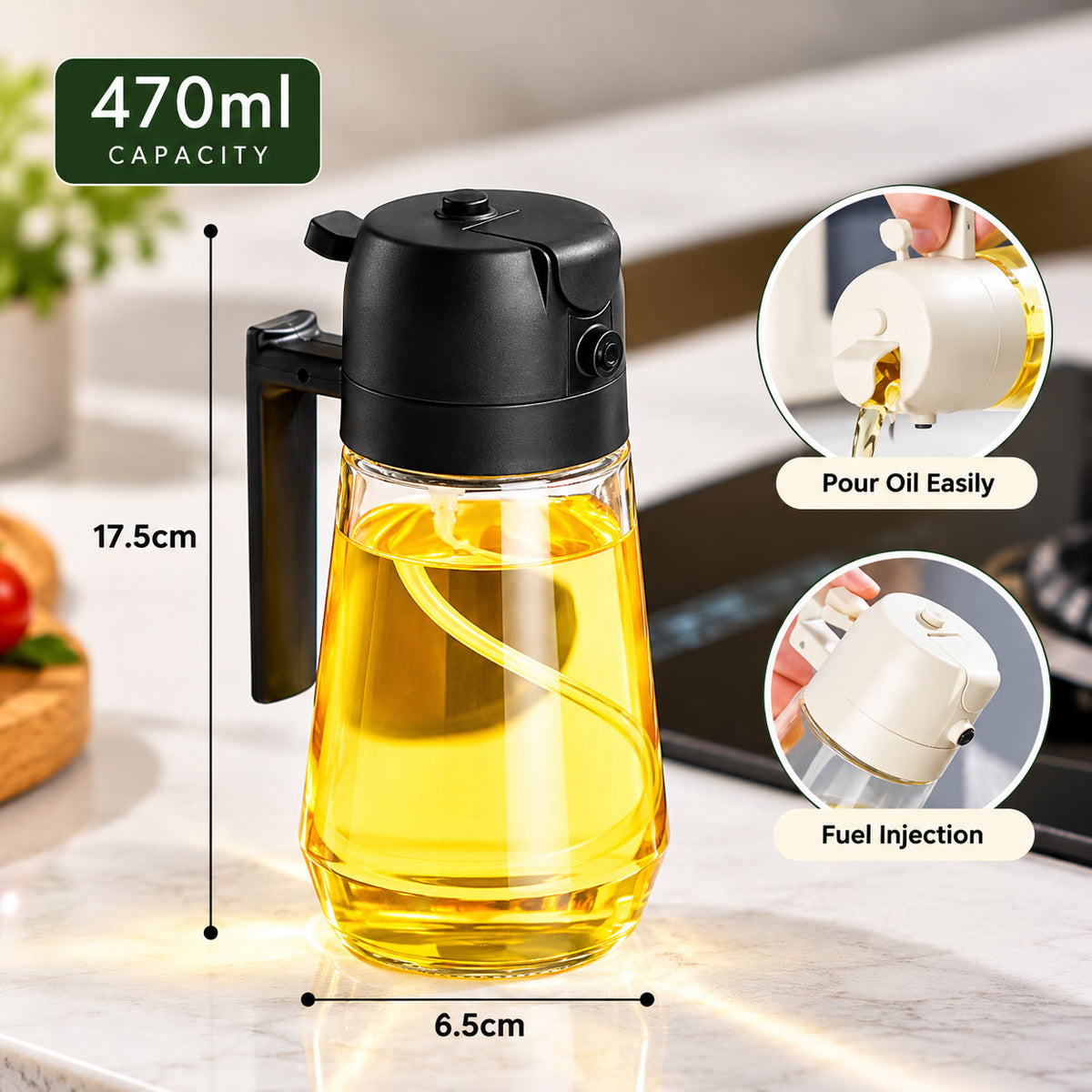 2-in-1 Oil Sprayer & Pourer Bottle