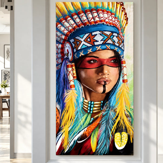Native American Warrior Woman Portrait Wall Décor