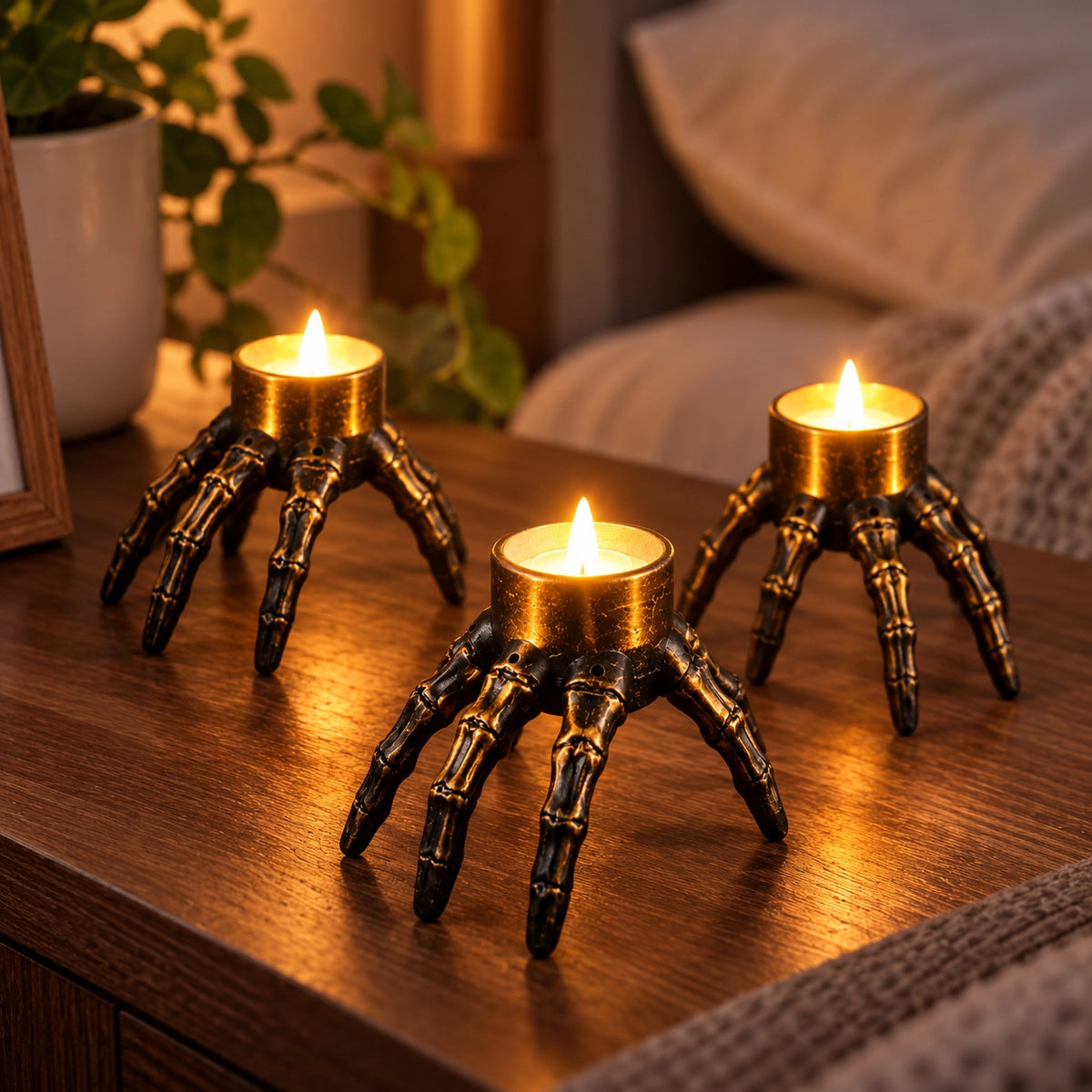 Spooky Skull Foot Candle Lamp - Halloween Decoration