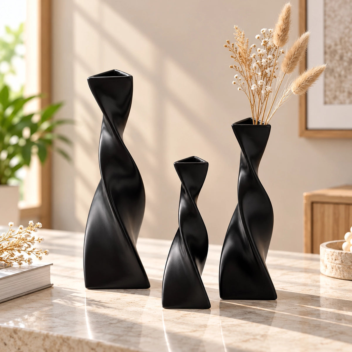 Nordic Style Twisted Ceramic Vase for Home Décor