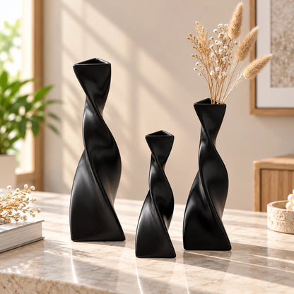 Nordic Style Twisted Ceramic Vase for Home Décor