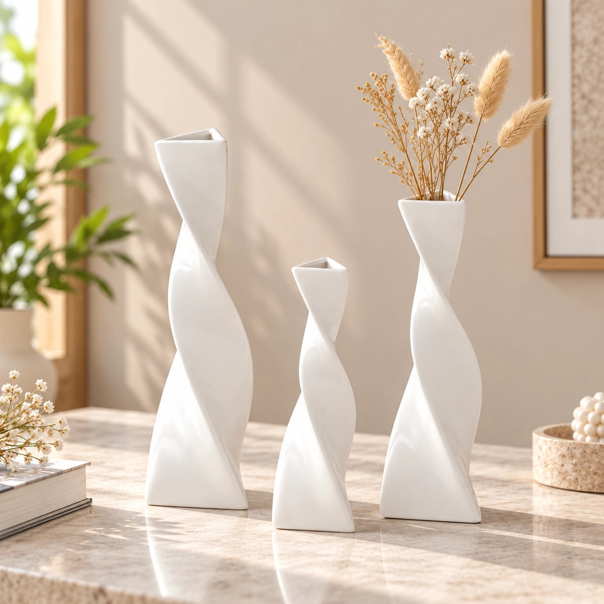 Nordic Style Twisted Ceramic Vase for Home Décor